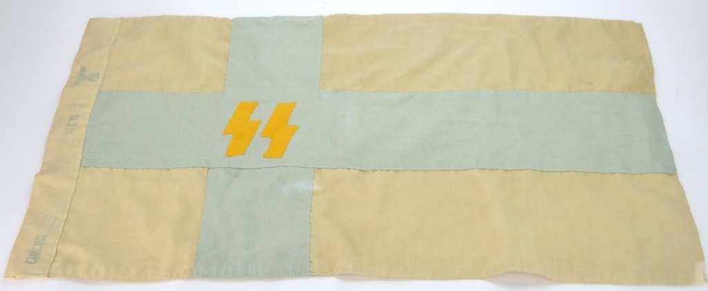 Finland SS Flag: measures 28" x 15" stamped "Finnland 40x70" and with swastika eagle emblem