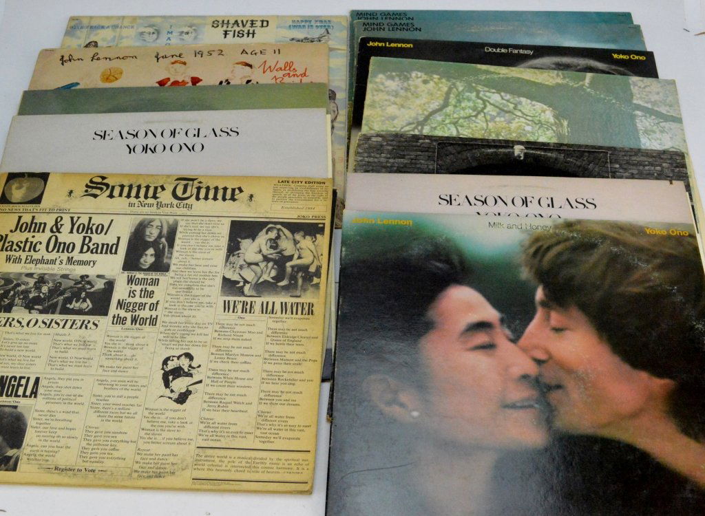 Large John Lennon and Yoko Album Grouping: Includes Milk and Honey, season of glass, rock n'roll, some time in new york city, plastic ono band, double fantasy, season of glass, imagine, walls and bridges (split cover) , mind games x 2, and sha