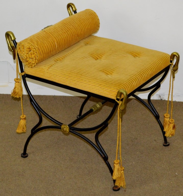 Directoire Empire Style Brass & Iron Bench (1 of 4)