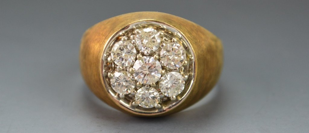 14K Yellow Gold Mens Diamond  Ring (1 of 3)