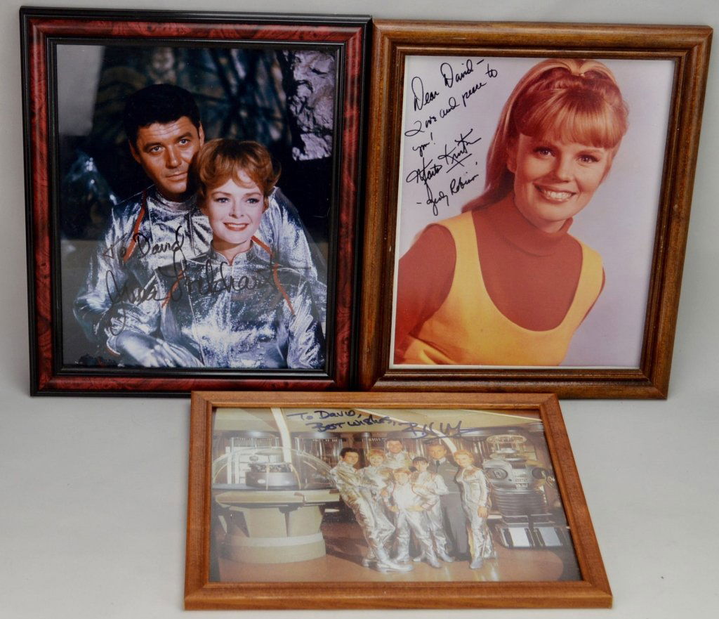 Lost in Space Signature Grouping: Includes 1) June Lockhart reads "To David June Lockhart, 2) Marta Kristen "Dear David Love and Peace to you Marta Kristen, Judy Robinson" 3) Signed Cast Photo, To David Bill Mumy