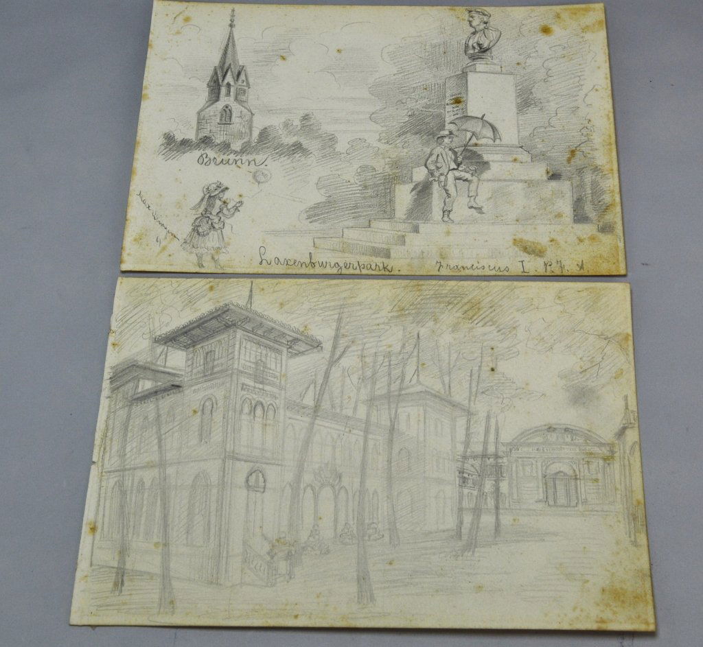 Max Klinger Grouping: 1857 - 1920, German. Includes (2) pencil sketches, (1) SDLL '81. Both have foxing. 7" x 10"