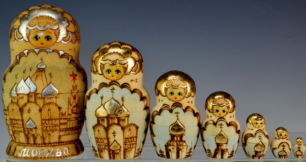 Matryoshka Russian Wood Burned Nesting Doll (1 of 3)