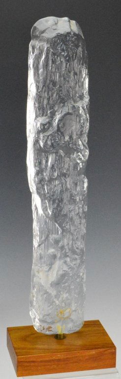 Bengt Edenfalk Crystal Sculpture: Mid-Century Modern Bengt Edenfalk Crystal Sculpture made in Skruf Sweden. Measures 21.75" including base.