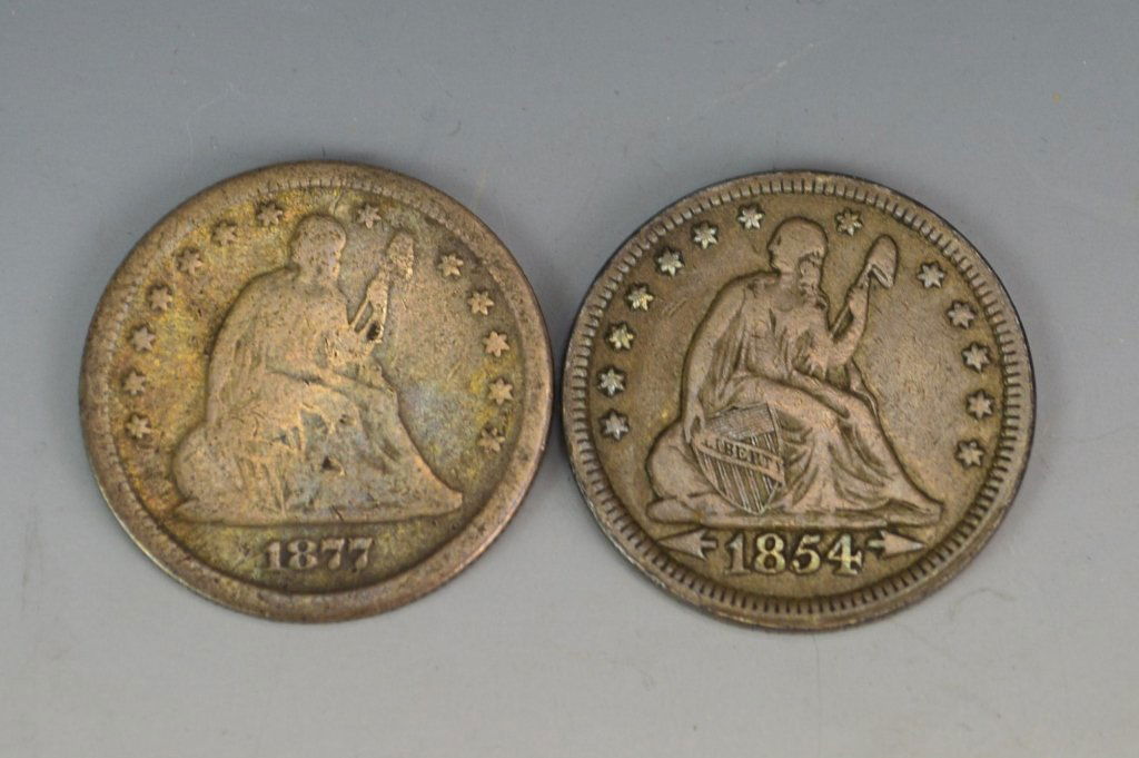 1854 and 1877 US Silver Quarter Grouping (1 of 2)