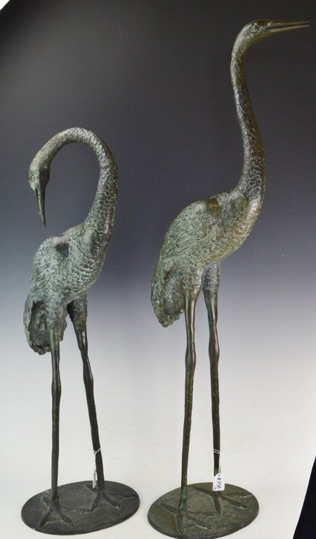 Signed Bronze Crane Sculptures (1 of 5)