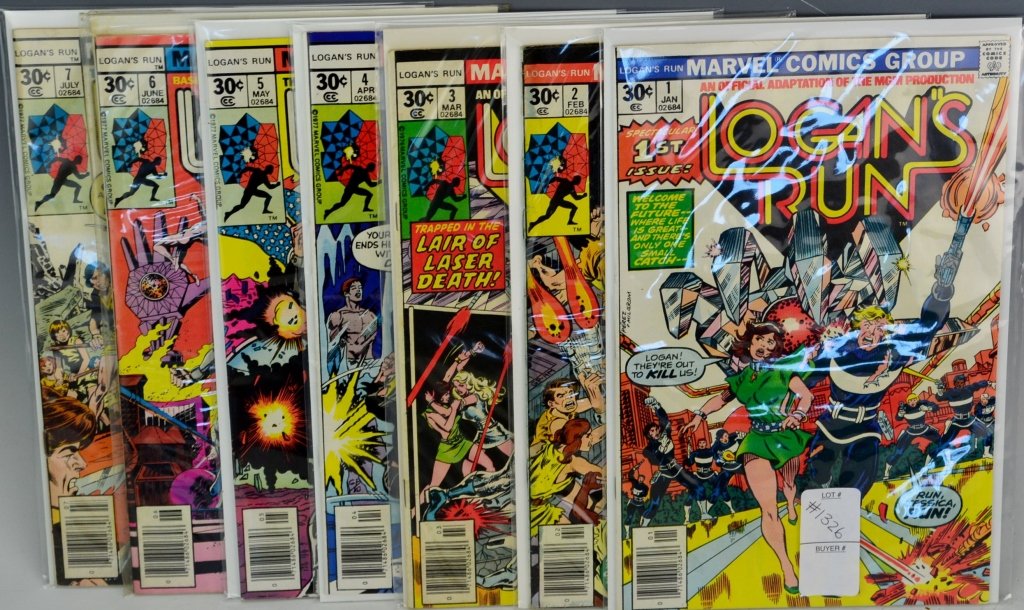 Logan's Run Comic Book Grouping: Includes complete set of Logan's Run #1-7, Including First App Thanos