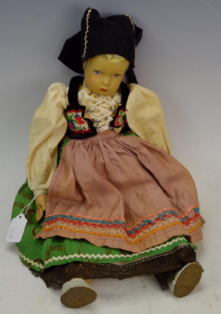 Antique German Composition Doll: An Antique German Composition Doll in vintage clothing measuring approx. 19"