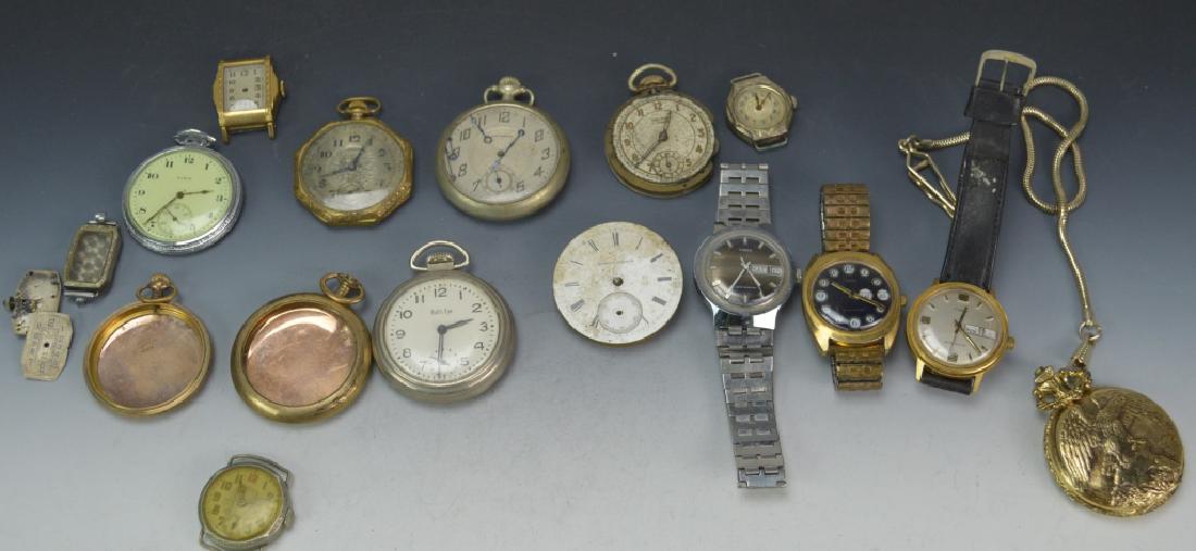 Wrist and Pocket Watch Grouping: Includes vintage Timex, Elgin, standard, etc.