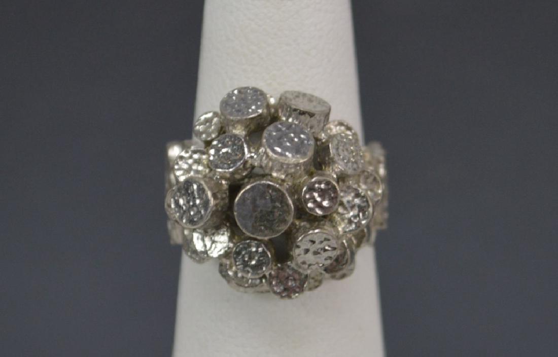 Mid-Century Modern Sterling Silver Ring Brutalist: A fine modernist sterling silver ring hallmarked AG or AC. We believed this to be a piece of Andrew Grima (British, 1921-2007) sterling silver jewelry. He was an Anglo-Italian designer who became know