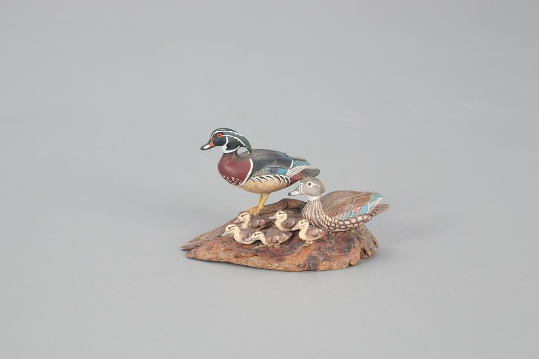 Miniature Wood Duck Pair with Ducklings, Allen J. King (1 of 4)