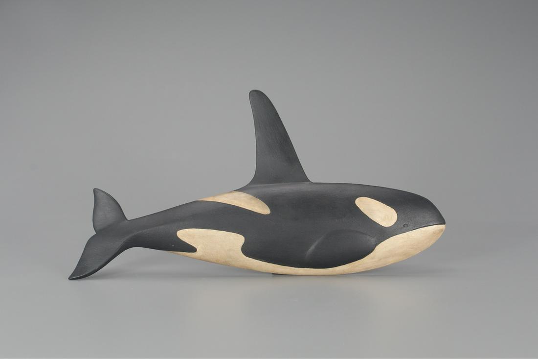Two Whales, Ian T. McNair (b. 1981): Two Whales Ian T. McNair (b. 1981) Belle Haven, VA, c. 2010 A twenty-three-inch-long orca and twenty-five-inch-long right whale. Both half models are signed with the maker's incised "I McNair" signatu