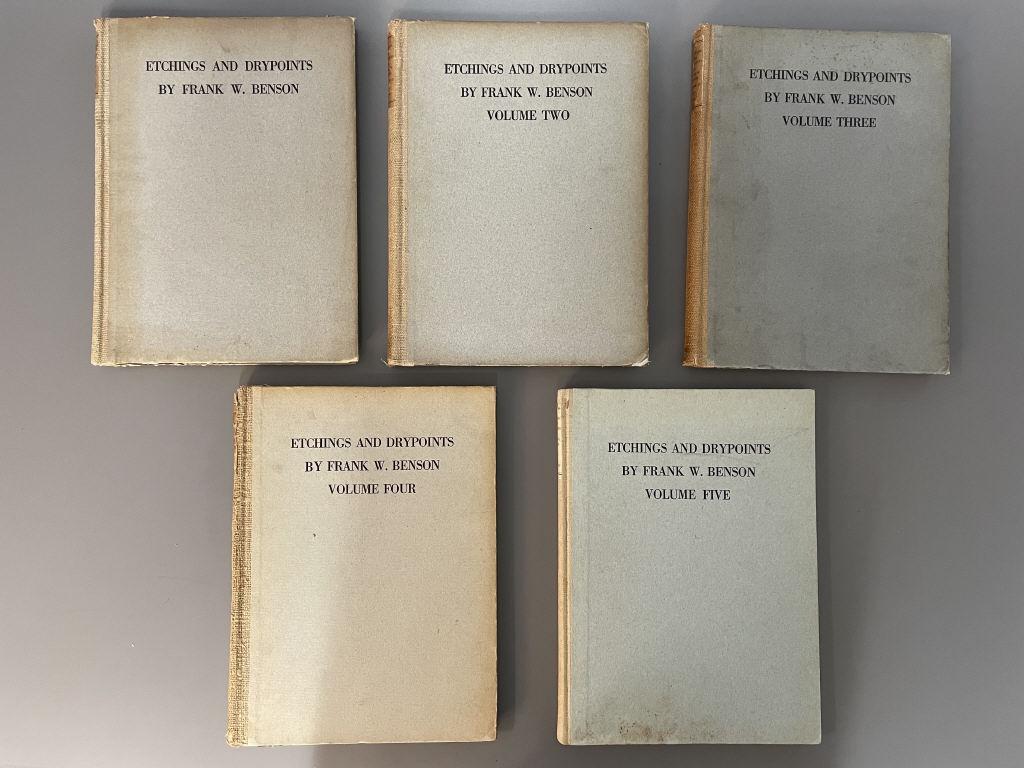 Five Books on Benson: Five Books on Benson Four Paff Books on Benson and One Volume on Benson Adam Paff, "Etchings and Drypoints by Frank Benson," ed. 28/275, signed by Benson, 1917. Adam Paff, "Etchings and Drypoints by F