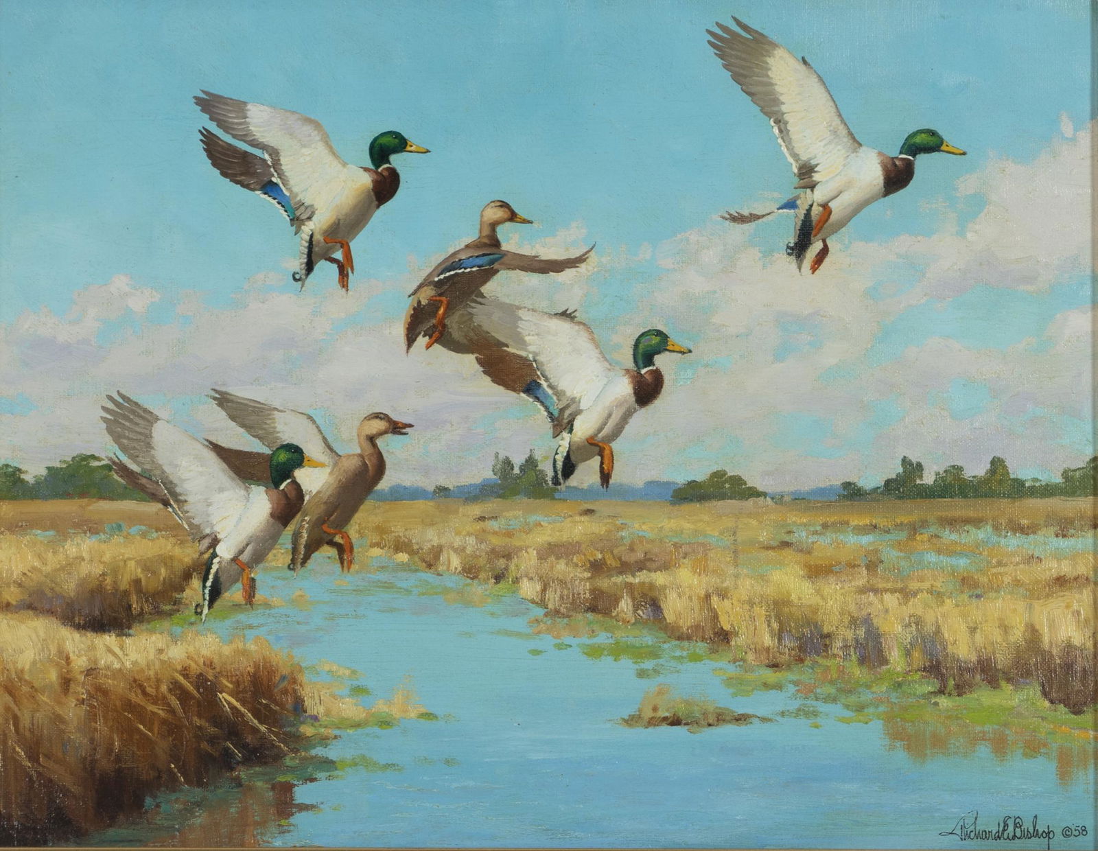 Richard E. Bishop (1887-1975), Mallards Over the Marsh (1 of 3)