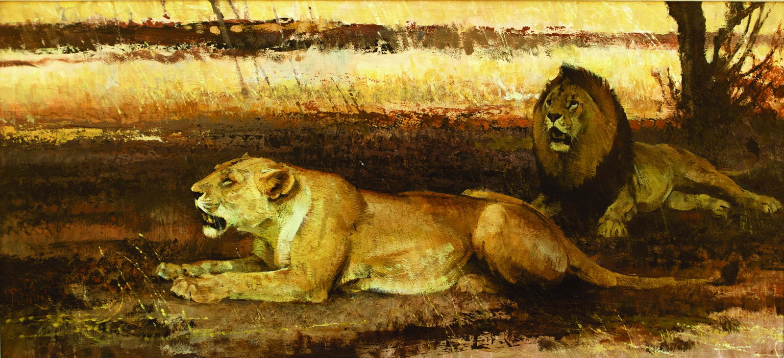 Bob Kuhn (1920-2007), Wild Chorus: Bob Kuhn (1920-2007) Wild Chorus signed "Kuhn" lower left acrylic on board, 14 by 30 in. Born and raised in Buffalo, New York, Bob Kuhn enjoyed visiting the Buffalo Zoo and sketching its inhabitants a