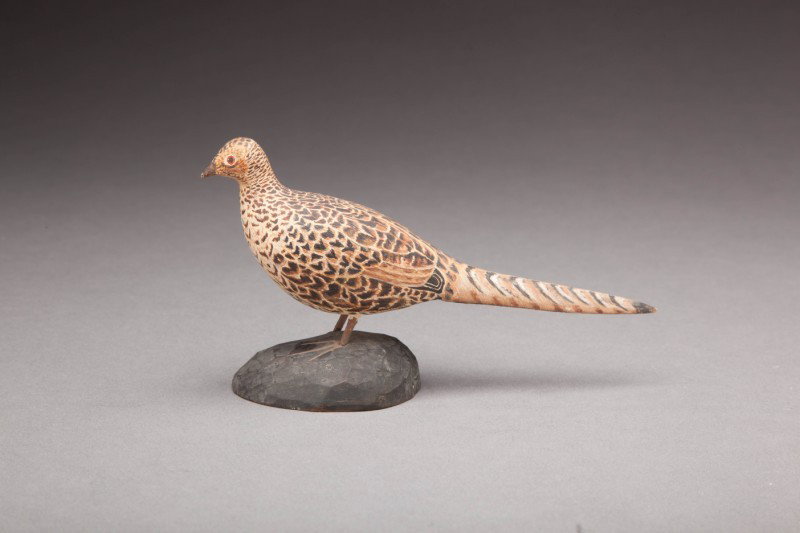 Miniature Pheasant Hen: Miniature Pheasant Hen Albert J. Dittman (1884-1974) Williamstown, MA, c. 1940 Signed with the maker's AJ within a D mark on the side of the base. A species identification and signature also appear on