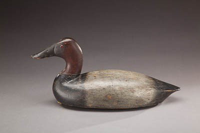 Canvasback Drake: Canvasback Drake Thomas Chambers (1860-1948) Wallaceburg, Ontario, Canada, c. 1900 A hollow long-bodied decoy with a lead strip weight. Original paint with even gunning wear.