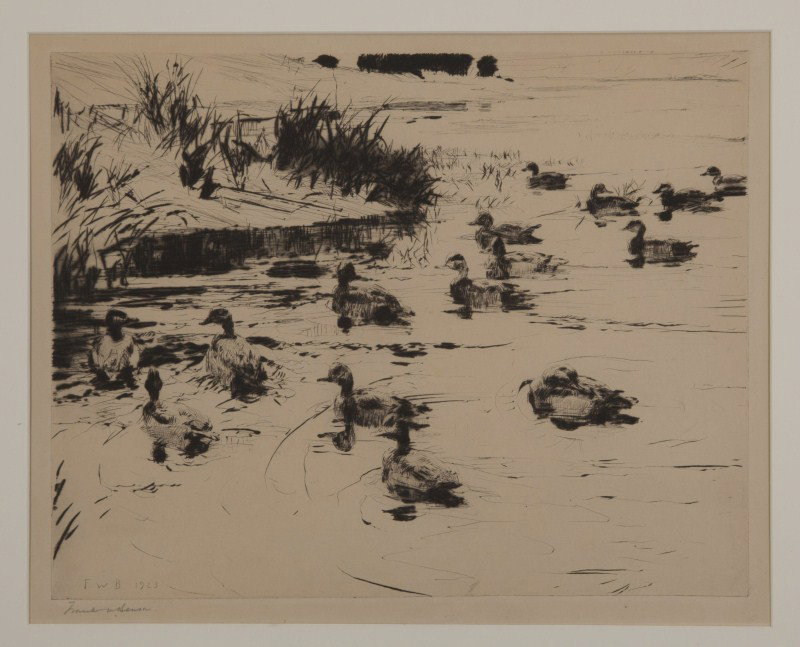 Frank Weston Benson (1862-1951): Frank Weston Benson (1862-1951) Ducks at Play, 1923 Signed "Frank W. Benson" lower left Drypoint, 10.75 by 13.75 inches Paff # 217, edition of 150 Charlie Chapin III Collection