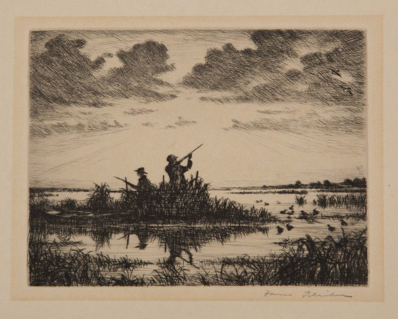 Hans Kleiber (1887-1967): Hans Kleiber (1887-1967) Duck Shooting from a Blind Signed "Hans Kleiber" lower right Etching, 5 by 6.25 inches John T. Ordeman, "The American Sporting Print: 20th Century Etchers and Drypointists," R
