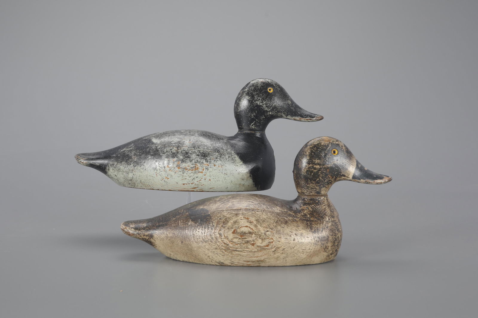 Standard-Grade Bluebill Pair by Evans Duck Decoy Co. (1921-1932) (1 of 4)