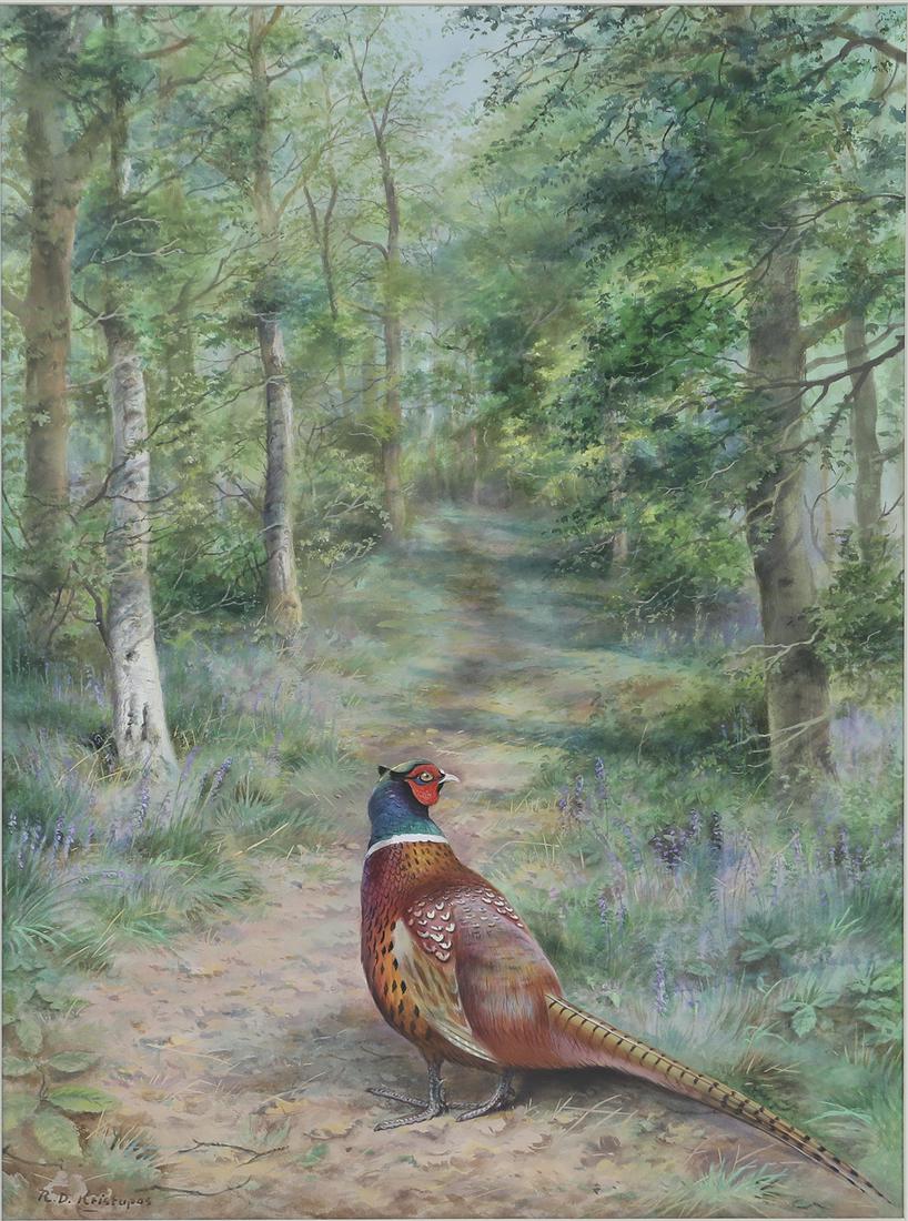 Richard David Kristupas (b. 1954), Pheasant - Bluebell Wood (1 of 2)