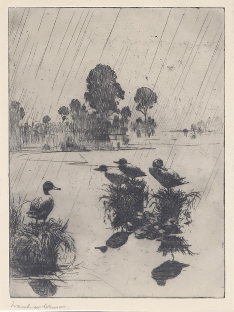 Frank W. Benson (1862-1951), Ducks in the Rain (1 of 3)