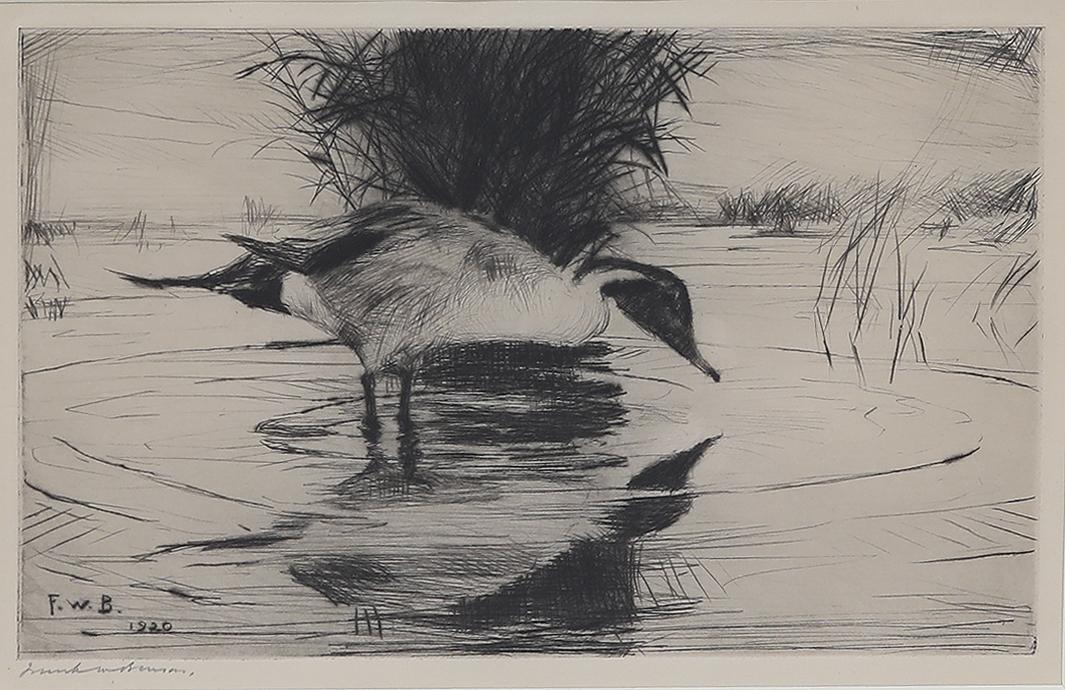Frank W. Benson (1862-1951), Reflections: Frank W. Benson (1862-1951) Reflections, 1920 signed "Frank W. Benson" lower left drypoint, 5 by 8 in. Paff #197, edition of 56 Provenance: Private Collection, Middleburg, Virginia
