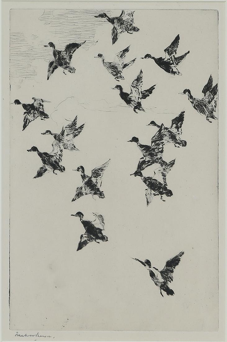Frank W. Benson (1862-1951), Black Ducks Towering (1 of 3)