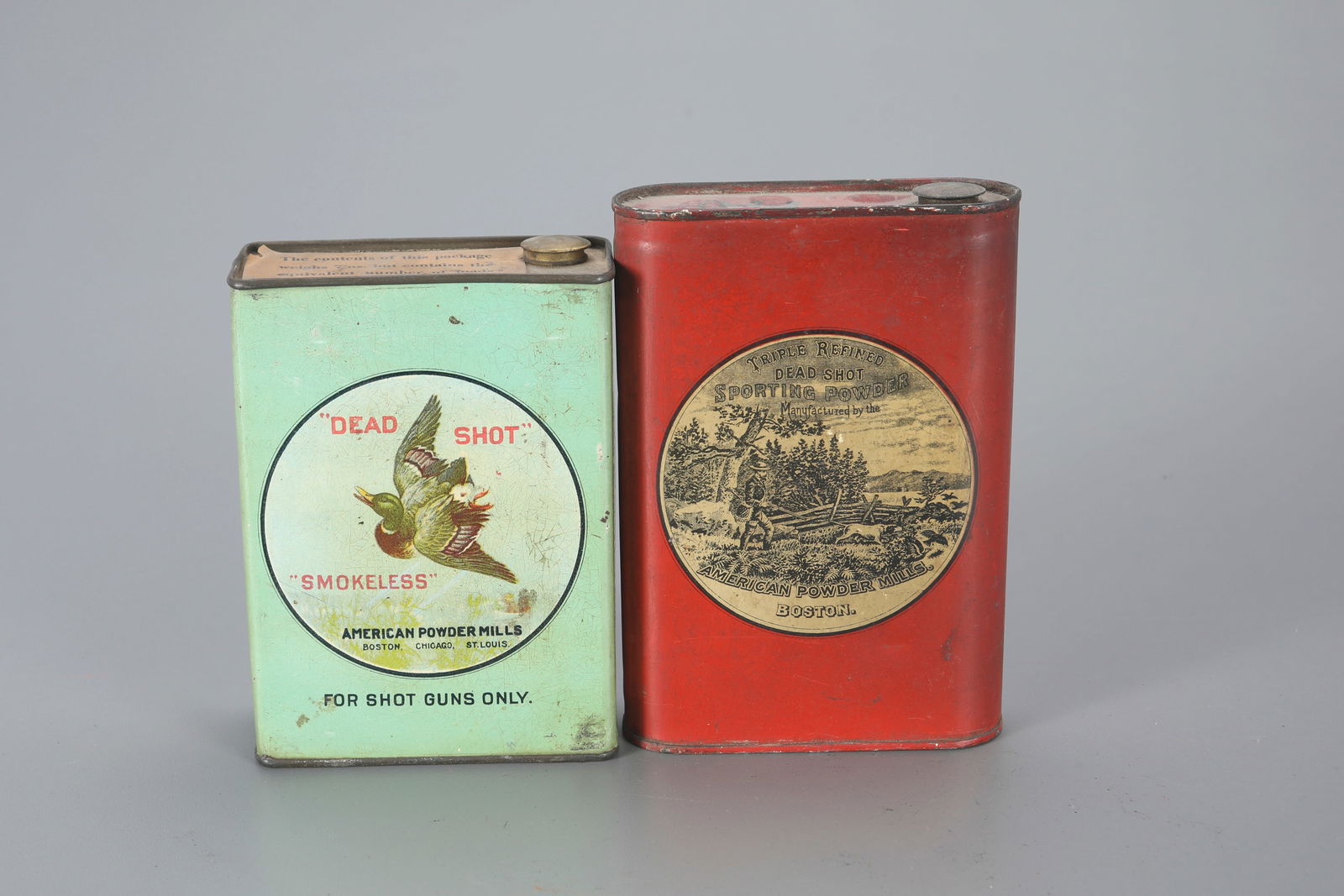 Two American Powder Mills Dead Shot Tins (1 of 4)