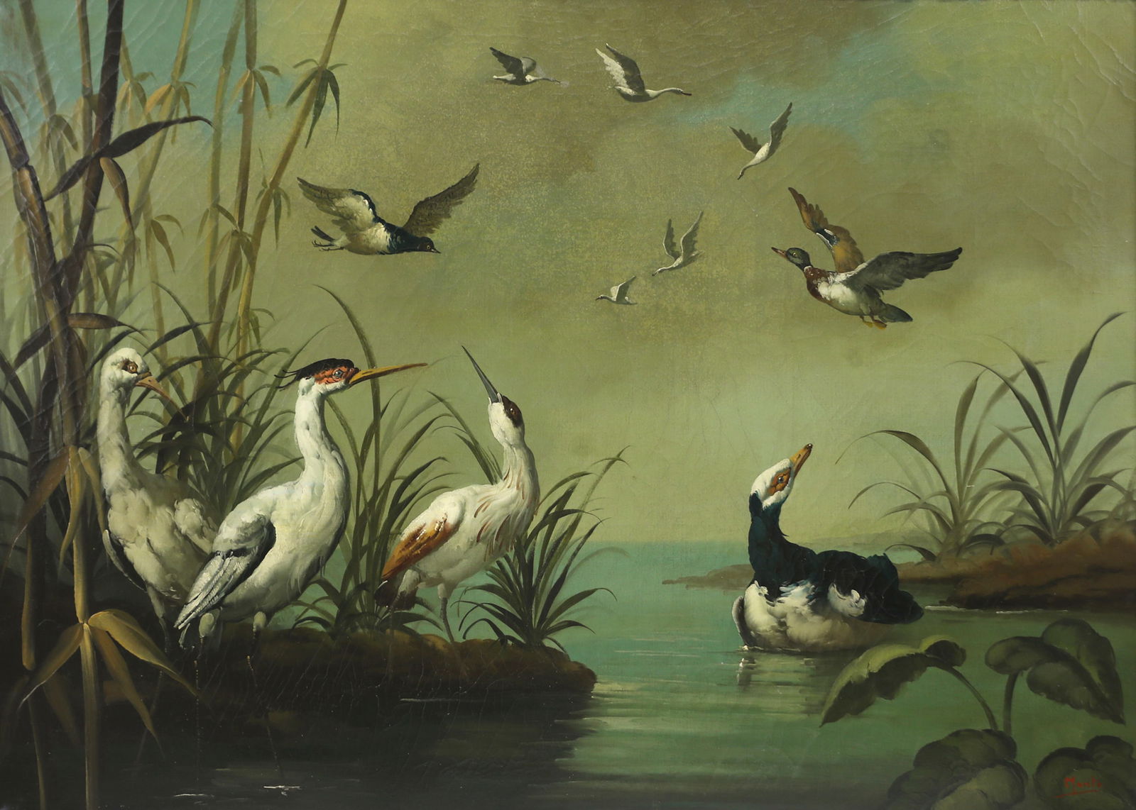 Ira Monte (Spanish, b. 1918), Waterfowl (1 of 3)