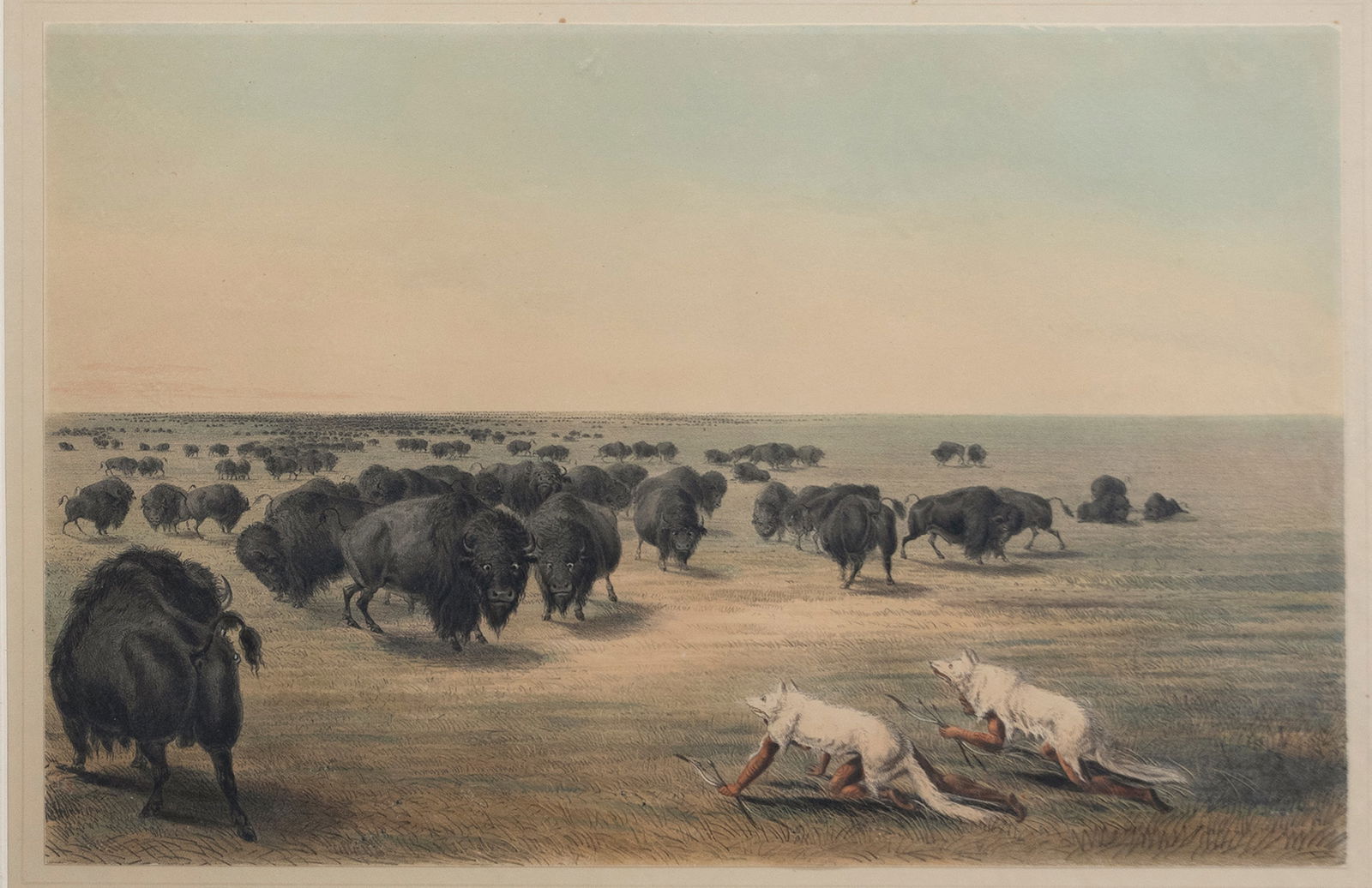 George Catlin (1796-1872), Buffalo Hunt, Under White Wolf Skins (1 of 3)