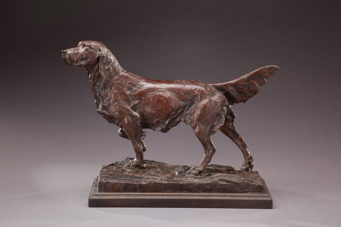 Walter Matia (b. 1953): Walter Matia (b. 1953) DeCoverly English Setter, 1993 Signed "Matia" on top of base Bronze, 17 by 13.5 by 5 inches Inscribed "3/36 93" on side of base Edition #3 of 36 Walter Matia is known for the re
