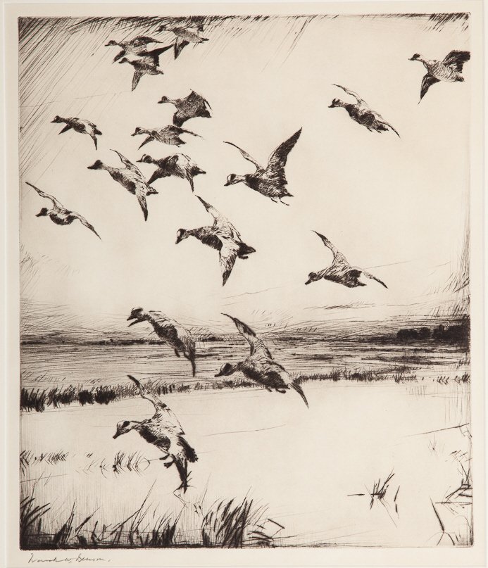 Frank W. Benson (1862-1951): Frank W. Benson (1862-1951) Here They Come!, 1928 Signed "Frank W. Benson" lower left Drypoint, 13.75 by 11.75 inches Paff #278, edition of 150