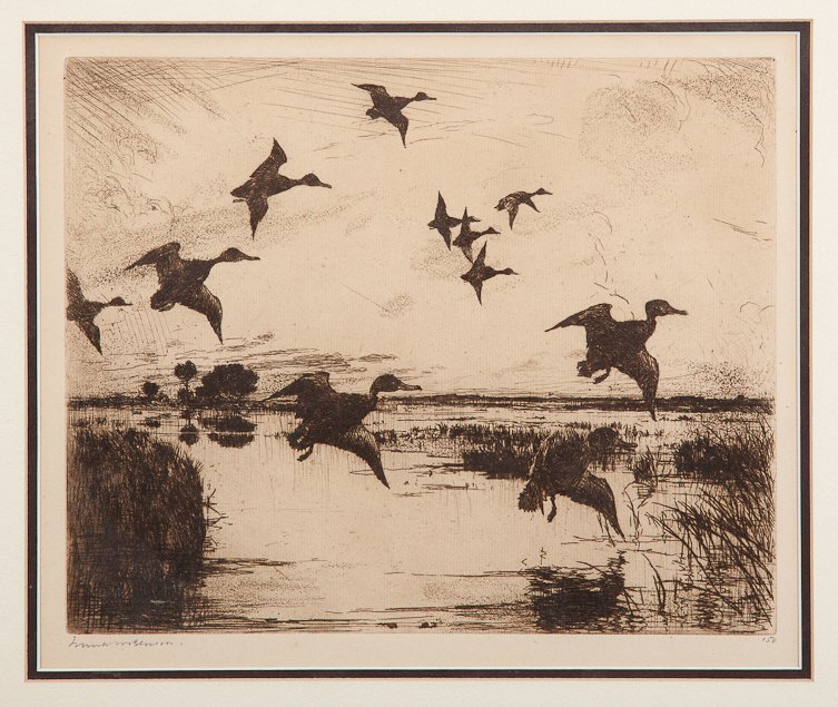 Frank W. Benson (1862-1951): Frank W. Benson (1862-1951) Marshes at Evening, 1918 Signed "Frank W. Benson" lower left Etching, 9 by 11 inches Paff #131, edition # 150 of 150