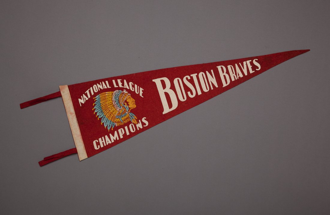Boston Braves Baseball Items: Boston Braves Baseball Items This lot includes: a National League Champions felt pennant from 1948; a Boston Braves felt pennant; a vintage Harvard pennant; two Boston Braves "Sketch Books" from 1946