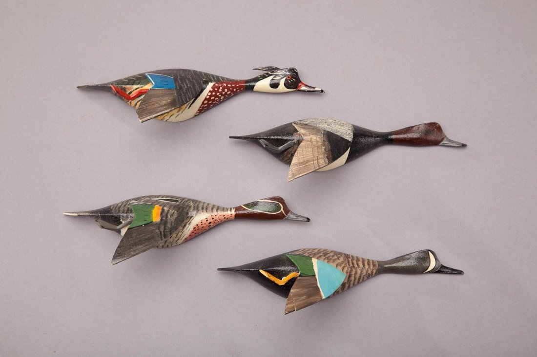 Four Miniature Flyers: Four Miniature Flyers Roy A. Conklin, Jr. (1909-1967) Alexandria Bay, NY, c. 1935 Roy Conklin learned his craft from his town's master decoy carvers, Frank Coombs (1882-1958) and Chauncey Wheeler (188
