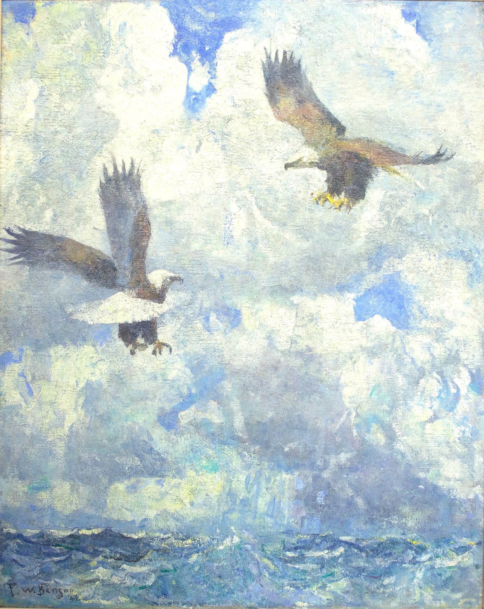 Frank W. Benson (1862-1951), Bald Eagles (The Eagles): Frank W. Benson (1862-1951) Bald Eagles (The Eagles), 1941 signed and dated "F.W. Benson '41" lower left oil on canvas, 39 3/4 by 32 in. Frank Weston Benson, one of the Ten American Painters and a lea