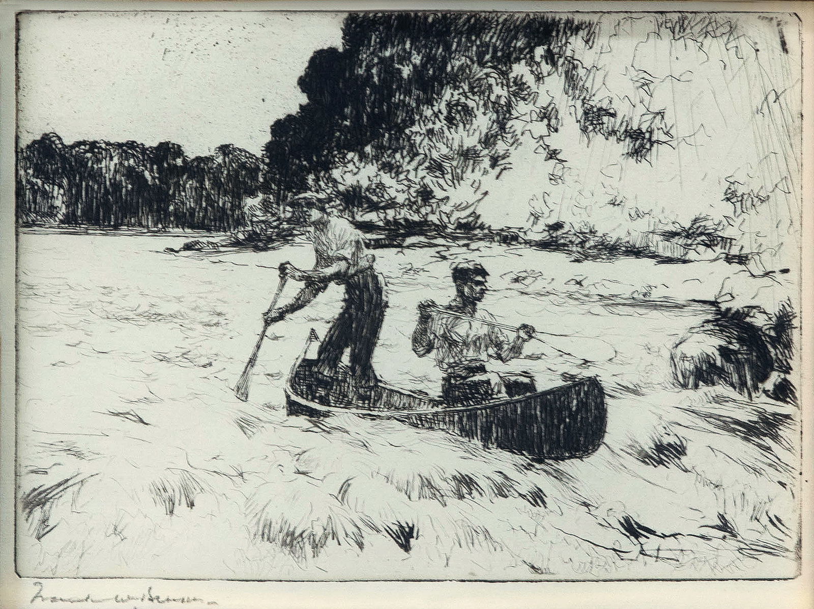 Frank W. Benson (1862-1951), Running the Rapids (1 of 3)