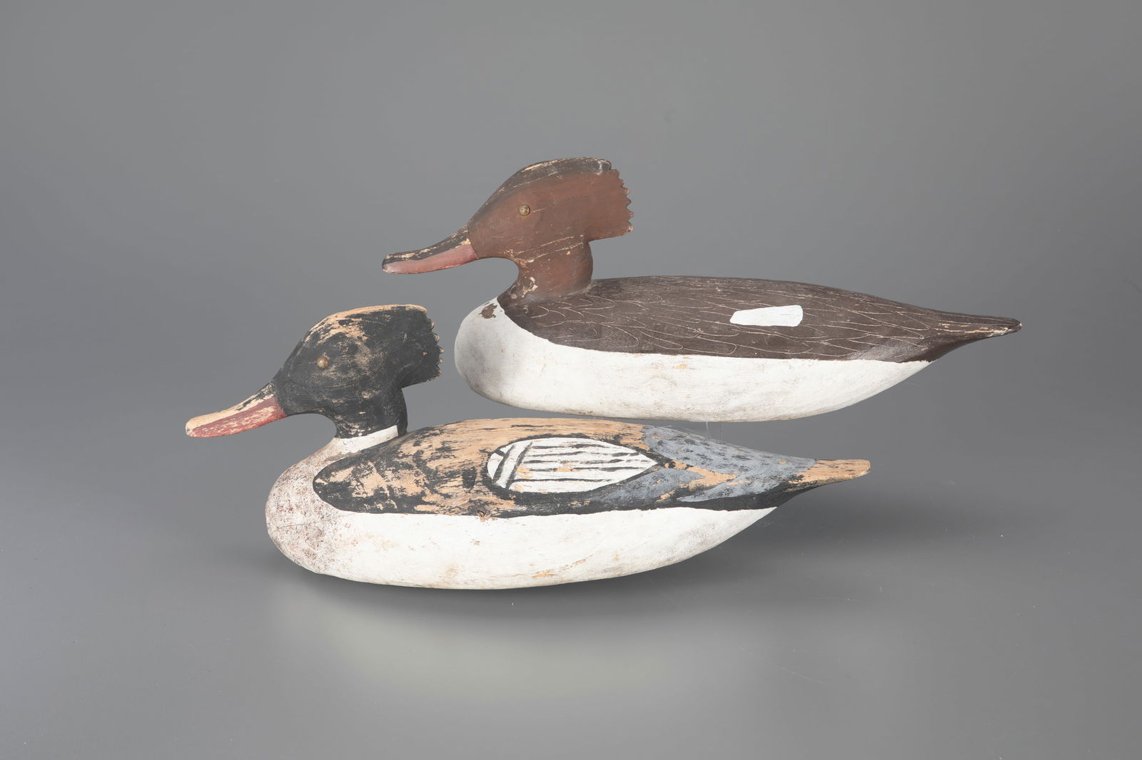 Pair of Red-Breasted Merganser Decoys by Miles Hancock (1888-1974) Chincoteague, VA (1 of 4)