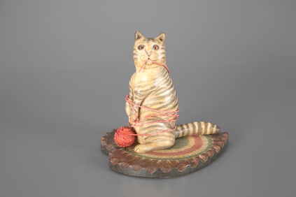 Cat Playing with Yarn by Frank S. Finney (b. 1947)