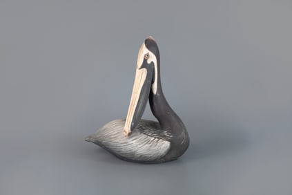 Outstanding Life-Size Preening Pelican by Frank S. Finney (b. 1947)