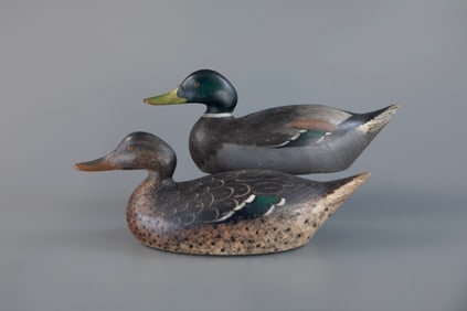 Early Premier-Grade Mallard Pair by Mason Decoy Factory (1896-1924)