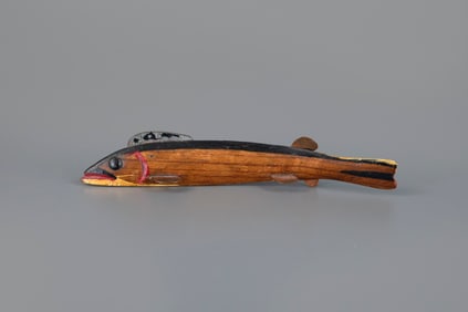 Rare Fish Decoy with Wood Finish by Oscar W. Peterson (1887-1951)