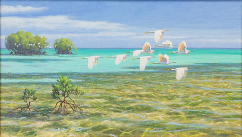 Jim Rataczak (b. 1965), Spanish Angels, Snowy Egrets
