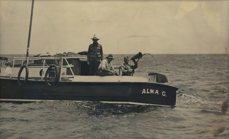 Photo of Zane Grey on the Alma G.