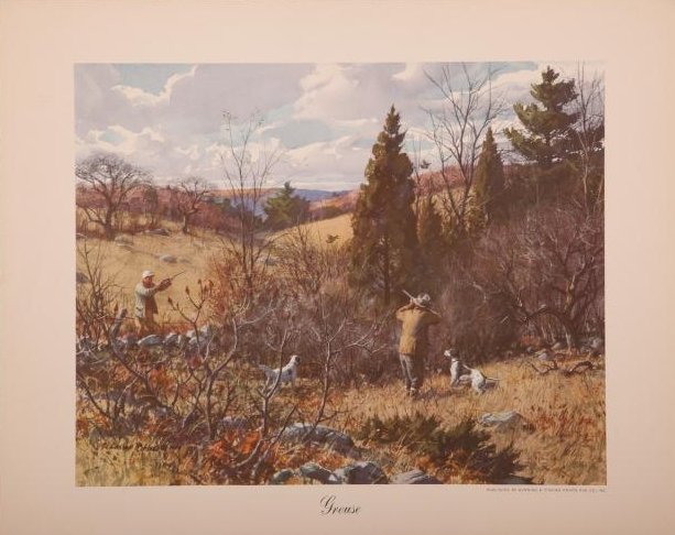 Aiden Lassell Ripley (1896-1969): Aiden Lassell Ripley (1896-1969) The Field and Stream Portfolio: Gunning in America, 1947 six color prints, each 10 by 12 in. published by Gunning and Fishing Prints Publishing Company, Inc. One of fo