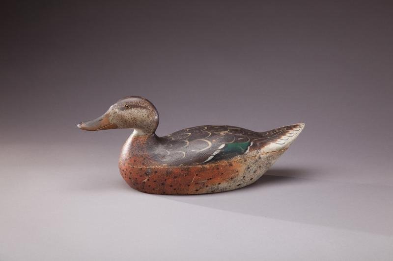 Premier Grade Mallard Hen: Premier Grade Mallard Hen Mason Decoy Factory (1896-1924) Detroit, MI, c. 1920 A hollow Michigan decoy with outstanding swirled paint. Original paint with light gunning wear and body seam separation w