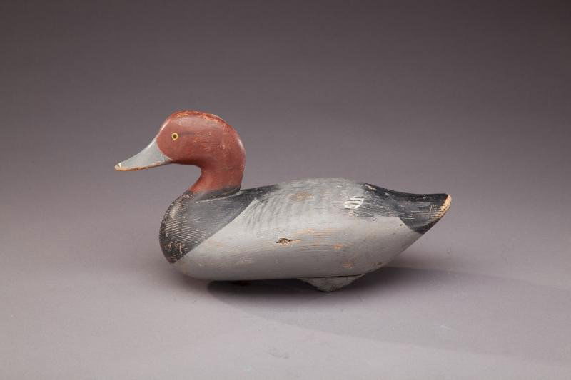 Redhead Drake: Redhead Drake R. Madison Mitchell (1903-1993) Havre de Grace, MD, c. 1940 An early working decoy by this famed Chesapeake Bay carver. Original paint with gunning wear, including tight age cracks and a