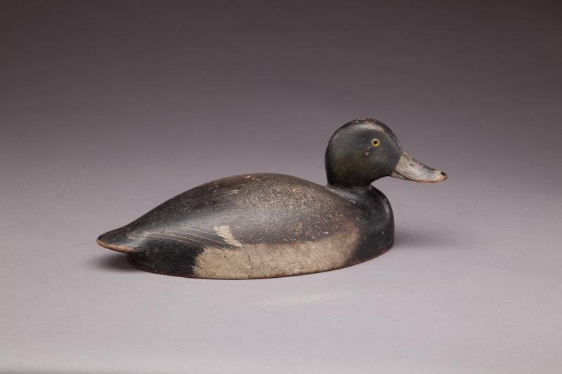Broadbill Drake: Broadbill Drake James F. Harper (1857-1948) Hamilton, Ontario, Canada, c. 1900 A rare hollow turned-head decoy displaying comb-painted detail, scratch-painted primaries, and wet-on-wet blending highli