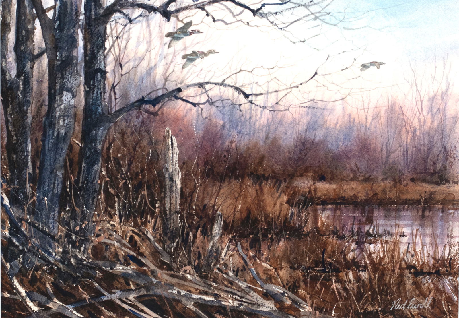 Ned Ewell (20th-21st Centuries), Two Watercolors (1 of 6)